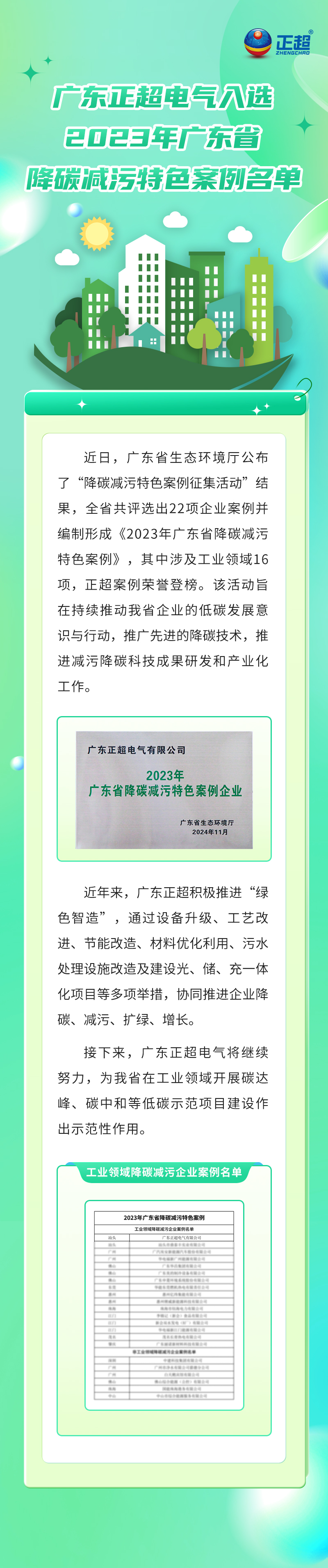 AG线上入选2023年广东省降碳减污特色案例名单